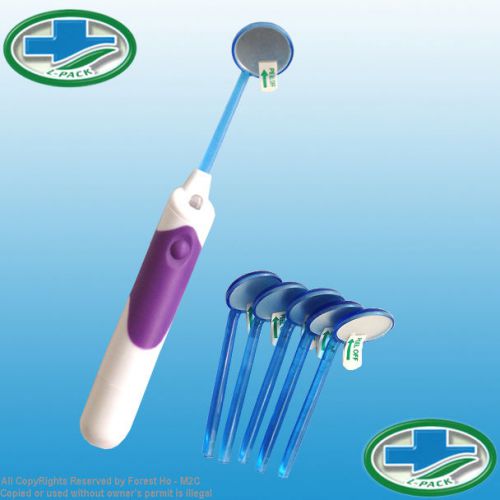 New Lit-Pack LED Lighted Dental Mouth Mirror + 6 Mirror Tip for Disinfection Use