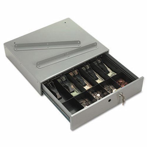 Pm Steel Cash Drawer w/Alarm Bell &amp; 10 Compartments, Key Lock, Gray (PMC04964)