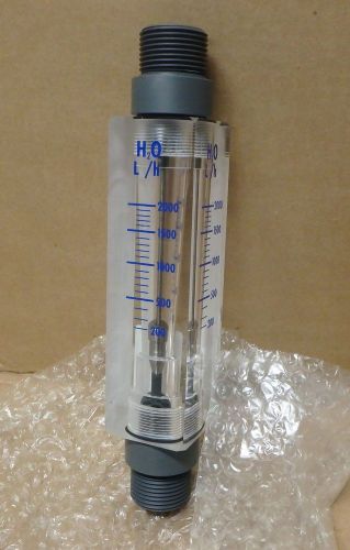 Flowtube 1&#034; NPT,  200-2000 l/h  PVC/ Acylic Flowmeter Water  NEW R2 model