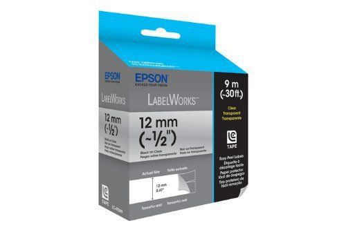 Epson LabelWorks Clear Tape Cartridge (Black on Clear) (~1/2 Inch, ~30 Feet)