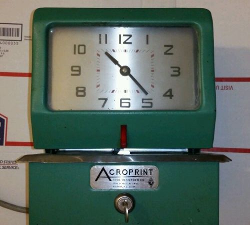 Great working ACROPRINT 150ER3 Employee time clock w key SHIPS FREE! 150 noresrv