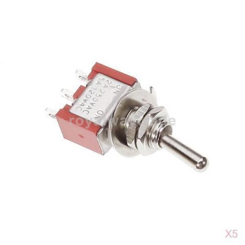 5x single pole double throw spdt on/on mini toggle switch ac 250v 2a for sale