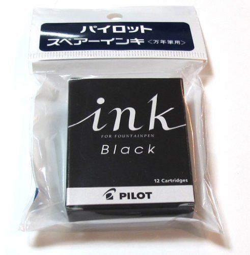 Pilot Fountain Pen Refil Cartridge, Black Ink, Pack of 12 (P-IRF-12S-B)