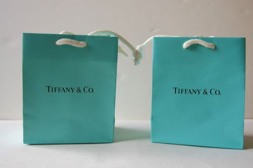 Pair of Tiffany &amp; Co. Paper Shopping Gift Bags: 6 x 5 x 3