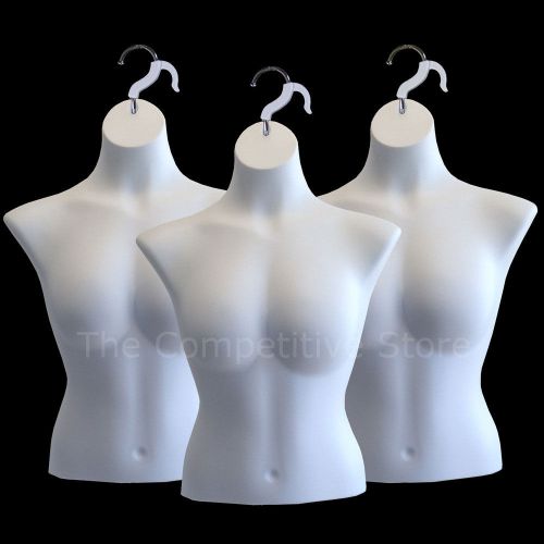 Lot of 3 Busty Female Torso Mannequin Forms White - Great For Medium Size