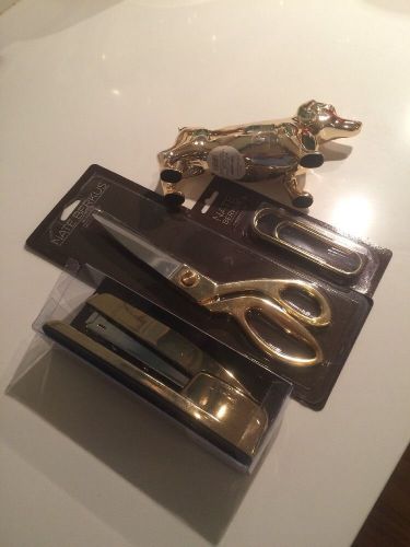 NEW Nate Berkus GOLD Dachsund  Tape Dispenser/ Scissors/ Paper Clips / Stapler