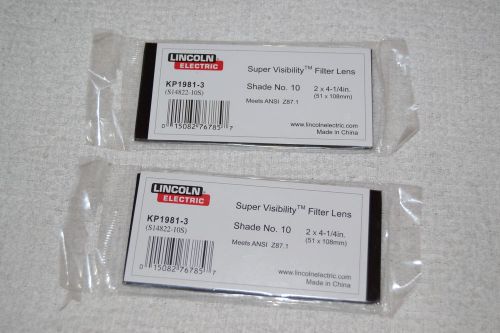 LOT OF 2 welding lincoln electric filter lens shade # 10 2x4-1/4 in