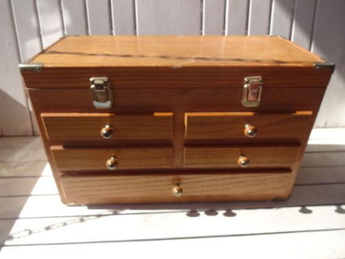 Nice Wood VIntage 5 Drawer and A Top Compartment Tool Chest Box