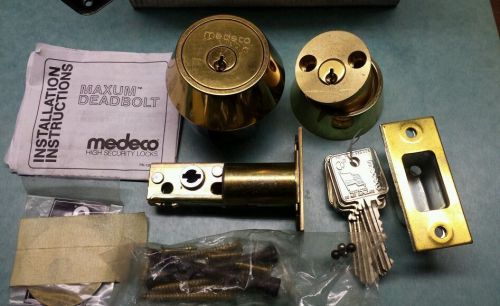 Medeco maxum double cylinder brass deadbolt  six keys nos residential/commercial for sale