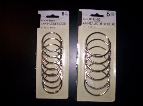 14  Metal Book Rings, Assorted Sizes ~1.5 Inch  &amp;  2 Inch~Brand New