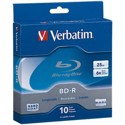 NEW Verbatim 97238 BD-R 25GB 6x 10pk Spindle Box