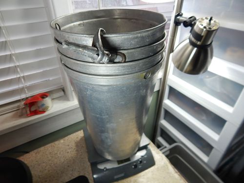 Four used 2 Gallon Aluminum Sap Buckets for Maple Sugar/Syrup Harvesting-1spile