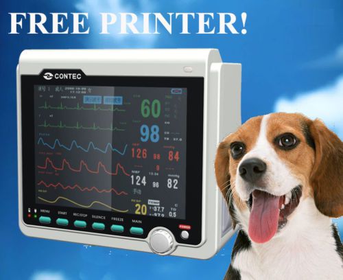 Veterinary patient monitor 6 parameters +free printer+nibp+spo2+pr+ecg+temp+resp for sale