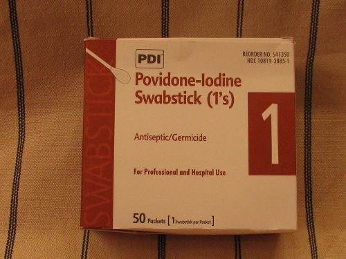 PDI Povidone-Iodine Swabstick - Antiseptic box of 50 packs/1 swabstick per pack