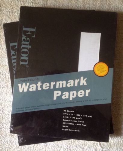 2 NEW boxes Eaton 25% cotton Legal Watermark Paper, 24lb WHITE 160 sheets total
