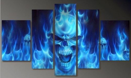 Hand-painted Group Skull Oil Painting on Canvas Art home decoration+framed