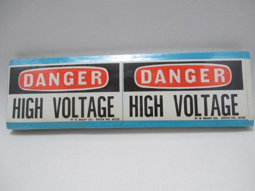 Danger high voltage peel &#039;n stick safety signs 2-3/4&#034; x 9-3/8&#034; brady 45125 for sale