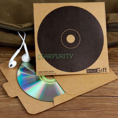 10Pcs Retro Kraft Paper CD Packing Bags Wedding DVD Cover Sleeve Envelope Holder