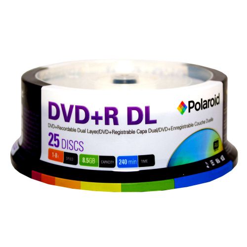 8.5gb DVD+R (8X) (240m) Polaroid +R8.5 Double Layer Discs in 25 Lot (C7-5142P)