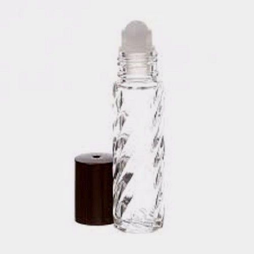 Set of 12 pcs- 1/3 oz {10ml} swirl  roll-on glass bottles w/black caps for sale