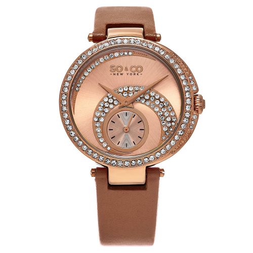 SO &amp; CO NY Women&#039;s 5272.4 Rose Dress Genuine Leather Strap  Watch