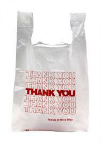 &#034; Thank You &#034; T-Shirt Bags  Small  White  Plastic  Shopping bags