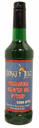 Sour apple snow cone syrup - made with pure cane sugar - monkey juice brand for sale