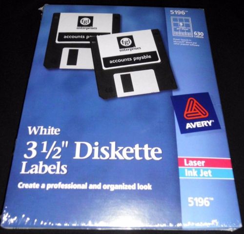 Avery Permanent 3-1/2&#034; Diskette Laser/Inkjet Labels 5196, Box of 630 GENUINE