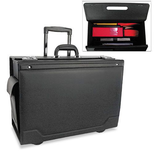 Stebco wheeled catalog case, leather-trimmed tufide, 21-3/4 x 15-1/2 x 9-3/4, bl for sale