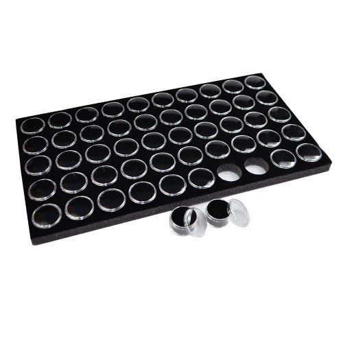 Black Gem Jar Jewelry Tray Insert. 50 Gem Jars. 14 1/4&#034; x 7 3/4&#034; x 3/4&#034;