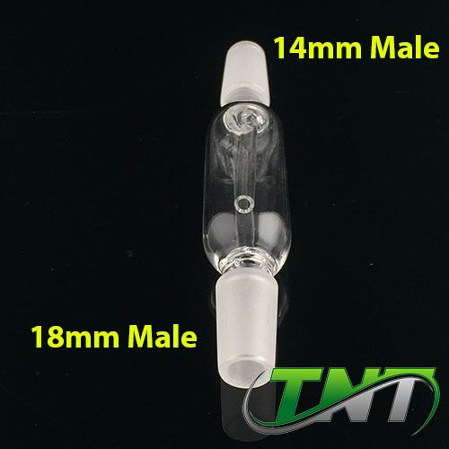 14mm male to 18mm male condensor recycler adapter connector clear glass (lgt-03) for sale