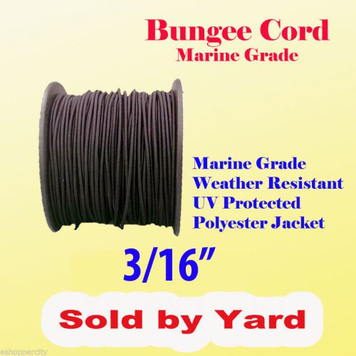 3/16&#034; x  Sold By Yard Premium Marine Grade Bungee Shock Stretch Cord UV Black
