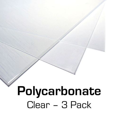 Polycarbonate plastic sheet 3-pack 12&#034; x 24&#034; x 0.0625&#034; (1/16&#034;) for vex robotics for sale