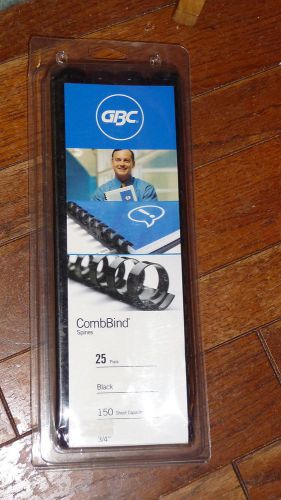 GBC CombBind Binder Spines Black 150 Sheet Capacity 3/4&#034; Quantity 25