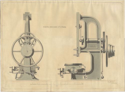 1849 original machine tool drawing nasmyth gaskell &amp; co. manchester superb! for sale