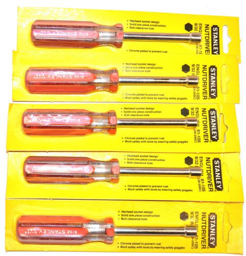 5 nos stanley usa 9/32&#034;  hex head screwdriver  nut driver #61-105 for sale