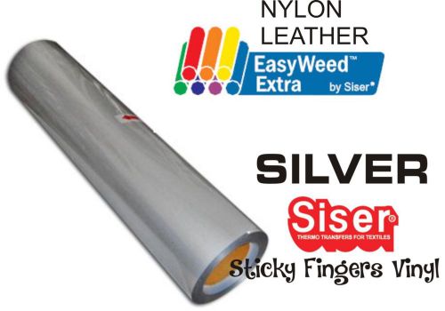 SILVER* SISER EasyWeed EXTRA Heat transfer vinyl NYLON LEATHER 15&#034; X 12&#034; Iron on