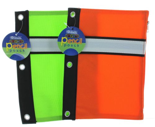 Bazic brights 3 ring pencil pouch lot of 2 assorted colors #802 for sale
