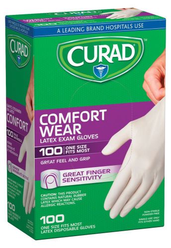 Curad CUR4125R Latex Exam Gloves One Size Fits Most (Pack of 100)