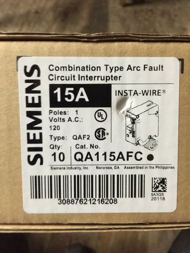 Lot Of 10 Siemens 15 Amp Arc Fault Breakers