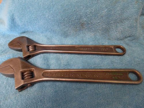 2 VINTAGE 12 IN.  300 mm.   CRESTOLOY CRESCENT WRENCH   HANDTOOL