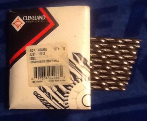 LOT OF 5: CLEVELAND 17/64&#034; COBALT DRILL BITS EDP#C04266 NEW IN PACKAGE NEVER USE