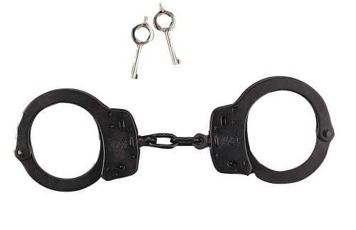 Smith &amp; Wesson Steel Police Handcuffs #M100 w/ Key, Black