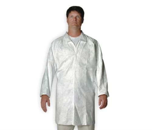 DUPONT Cleanroom Coat, Tyvek(R), WhIte, Disposable, XL PK30 (M1563-1MKX1-A)