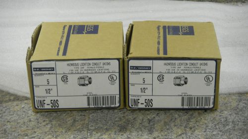 OZ/GEDNEY UNF-50S 1/2&#034; Hazardous Location Conduit Unions Lot of 5