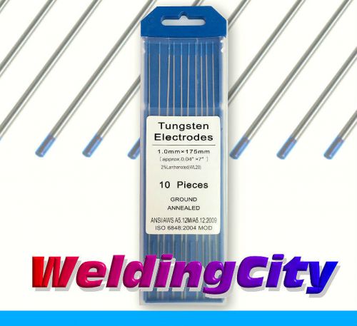 Weldingcity 10-pk tungsten wl20 040&#034; x7&#034; 2.0% lanthanated blue tip tig electrode for sale