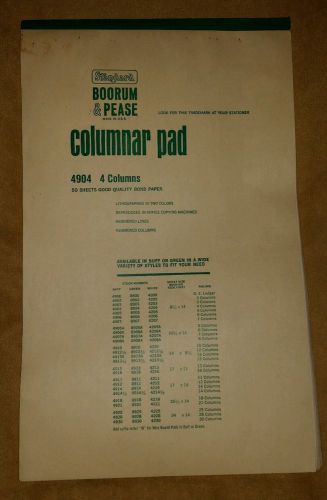Vintage Standard Boorum &amp; Pease Columnar Pad 4904, 4 Columns, 50 Sheets, USA