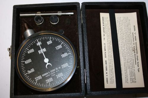 Rare Hand Tachometer VINTAGE Model J Herman H. Sticht NYC WITH MANUAL