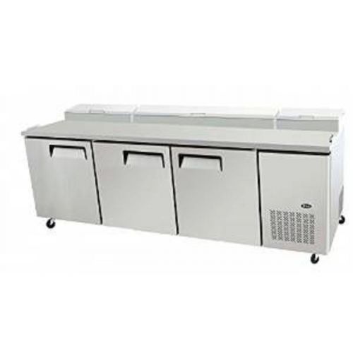 Atosa mpf8203 93&#034; 3 door pizza prep table refrigerated pans included for sale