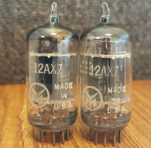 PAIR 7025 / 12AX7 GE 1960 LONG GRAY PLATE TUBES *MATCHING CODES* HICKOK TESTED